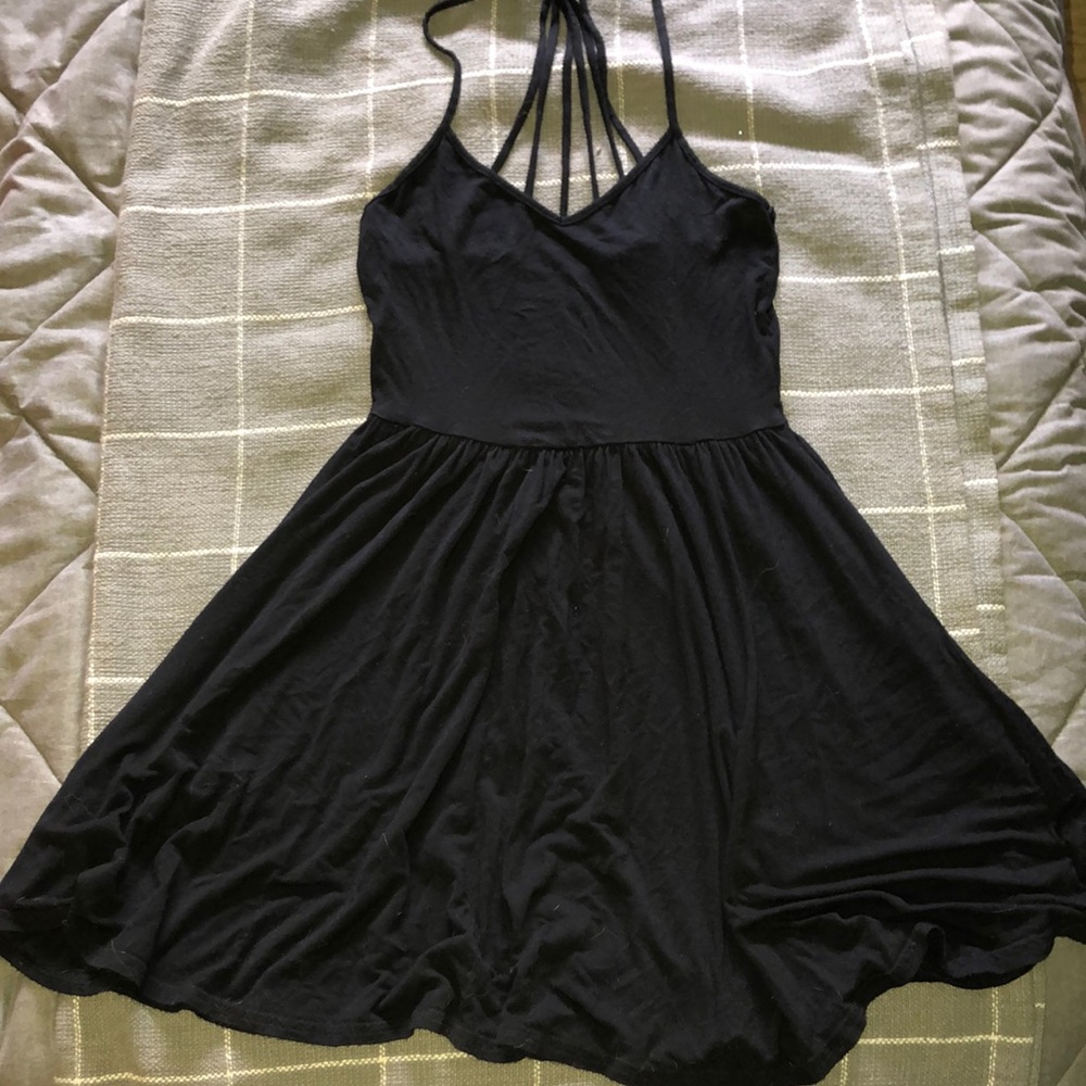 Strappy black skater dress